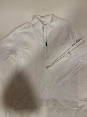 White Ribbed Quarter-Zip